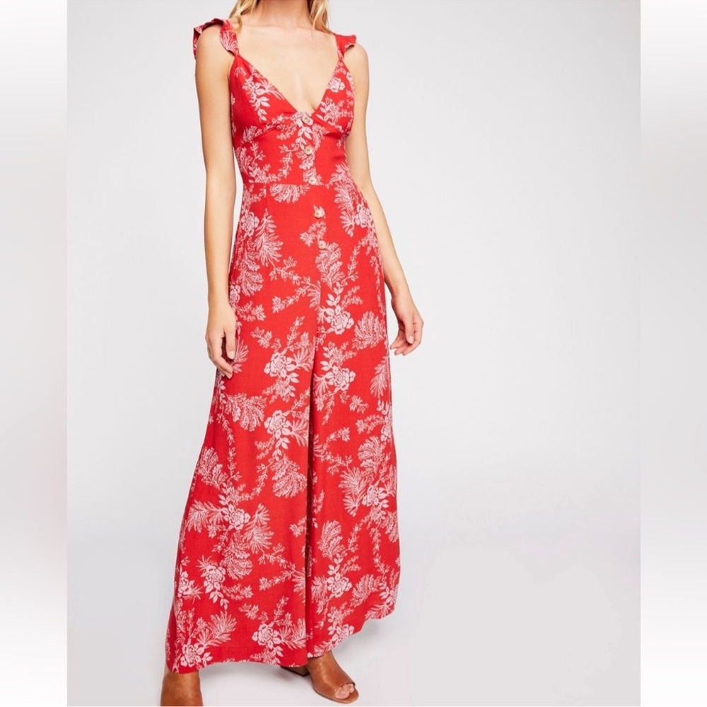 Free People Be The One Red Jumpsuit